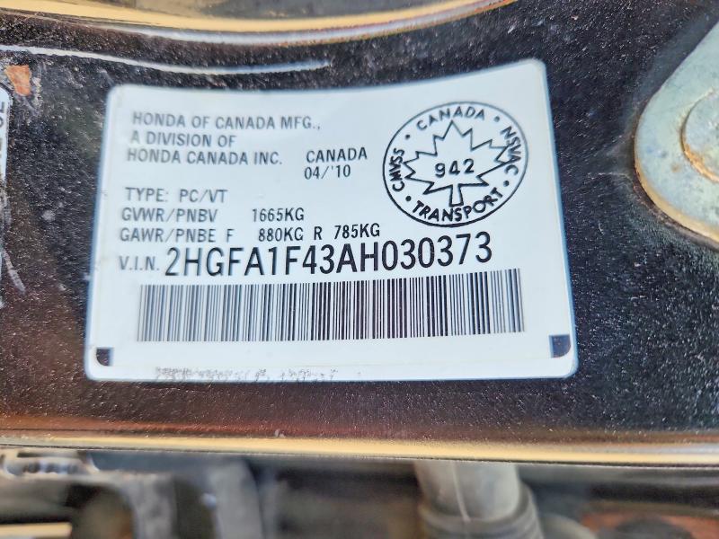Продаж на аукціоні авто 2010 Honda Civic, vin: 2HGFA1F43AH030373, номер лоту: 55189076