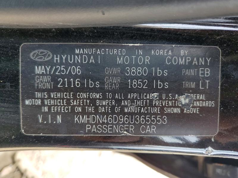 Продаж на аукціоні авто 2006 Hyundai Elantra, vin: KMHDN46D96U365553, номер лоту: 54163166