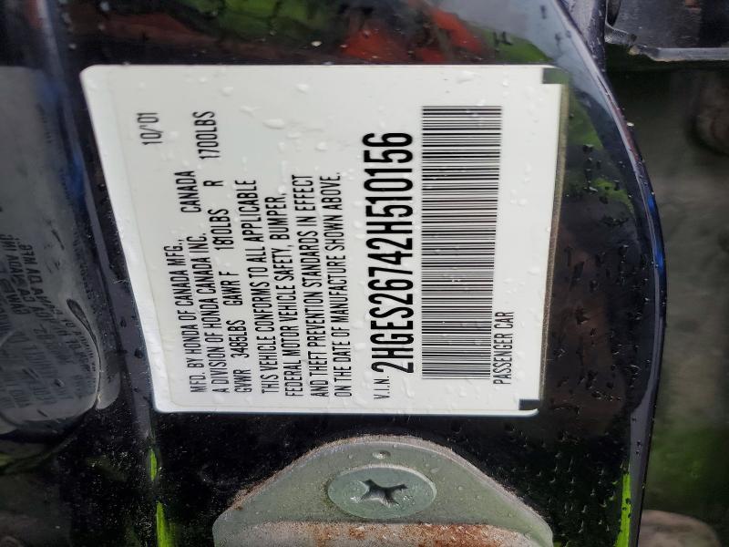53599366 :رقم المزاد ، 2HGES26742H510156 vin ، 2002 Honda Civic مزاد بيع