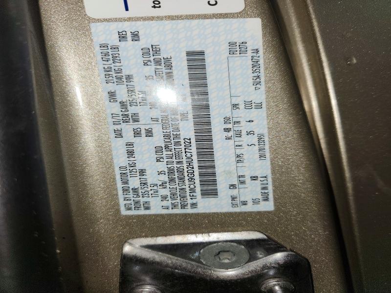 2017 Ford Escape მანქანა იყიდება აუქციონზე, vin: 1FMCU9GD2HUC77022, აუქციონის ნომერი: 53728776