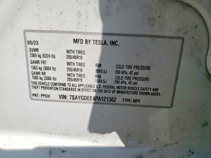 53247526 :رقم المزاد ، 7SAYGDEE4PA121362 vin ، 2023 Tesla Model Y مزاد بيع