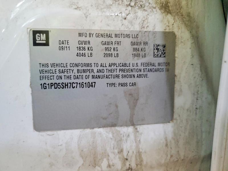 2012 Chevrolet Cruze მანქანა იყიდება აუქციონზე, vin: 1G1PD5SH7C7161047, აუქციონის ნომერი: 52351476