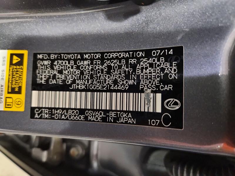 52419156 :رقم المزاد ، JTHBK1GG5E2144469 vin ، 2014 Lexus Es مزاد بيع