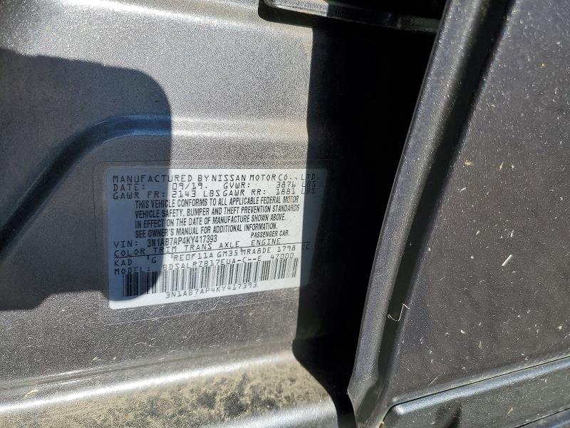 2019 Nissan Sentra მანქანა იყიდება აუქციონზე, vin: 3N1AB7AP4KY417393, აუქციონის ნომერი: 52456636