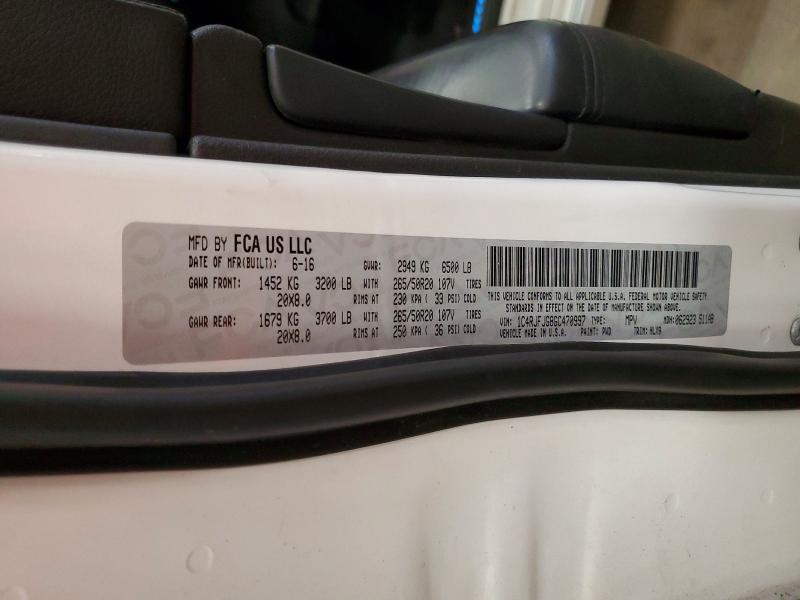2016 Jeep Grand Cherokee მანქანა იყიდება აუქციონზე, vin: 1C4RJFJG8GC470997, აუქციონის ნომერი: 52091876