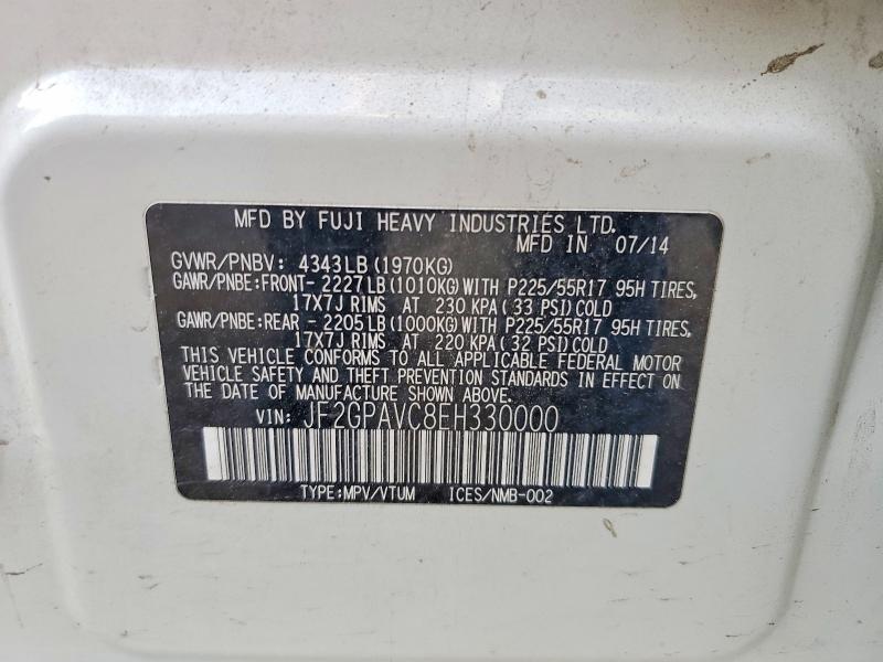 53817306 :رقم المزاد ، JF2GPAVC8EH330000 vin ، 2014 Subaru Xv Crosstrek مزاد بيع
