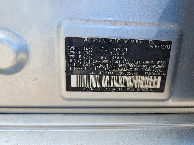 2013 Subaru Legacy მანქანა იყიდება აუქციონზე, vin: 4S3BMBP63D3035090, აუქციონის ნომერი: 55541016