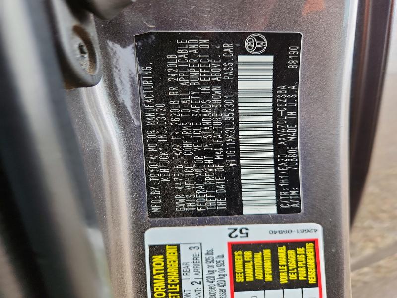 Продажа на аукционе авто 2020 Toyota Camry, vin: 4T1G11AK2LU952301, номер лота: 55354556