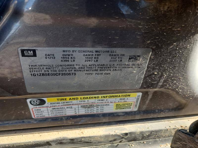 2012 Chevrolet Malibu მანქანა იყიდება აუქციონზე, vin: 1G1ZB5E09CF260673, აუქციონის ნომერი: 55174296