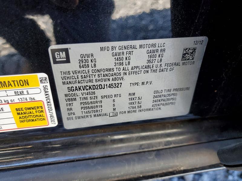2013 Buick Enclave მანქანა იყიდება აუქციონზე, vin: 5GAKVCKD2DJ145327, აუქციონის ნომერი: 52374556