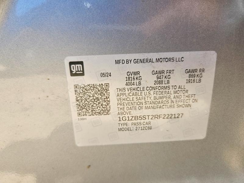Aukcja sprzedaży 2024 Chevrolet Malibu, vin: 1G1ZB5ST2RF222127, numer aukcji: 53824076