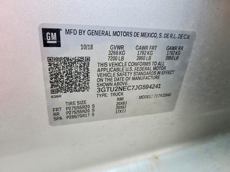 Продаж на аукціоні авто 2018 Gmc Sierra, vin: 3GTU2NEC7JG594241, номер лоту: 54141386