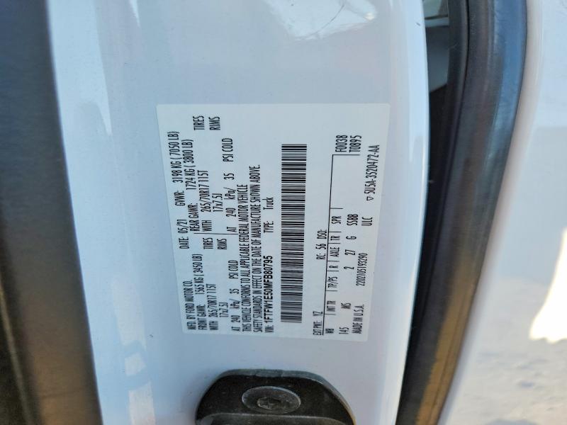 Продаж на аукціоні авто 2021 Ford F150, vin: 1FTFW1E50MFB80795, номер лоту: 55222706