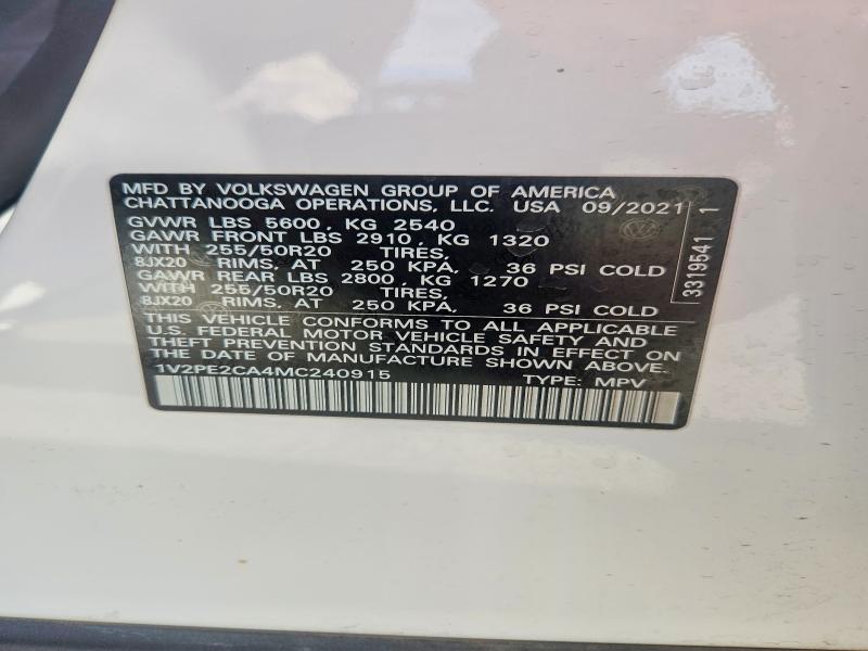 Продажа на аукционе авто 2021 Volkswagen Atlas Cross Sport, vin: 1V2PE2CA4MC240915, номер лота: 54513156