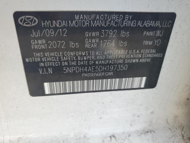 2013 Hyundai Elantra მანქანა იყიდება აუქციონზე, vin: 5NPDH4AE5DH197350, აუქციონის ნომერი: 52805376