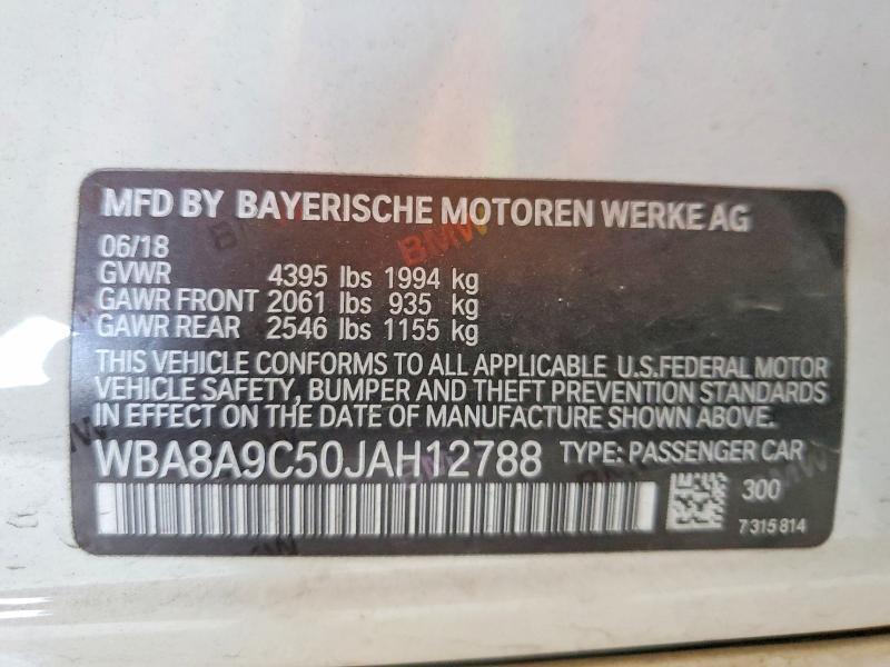 Aukcja sprzedaży 2018 Bmw 320, vin: WBA8A9C50JAH12788, numer aukcji: 54163846