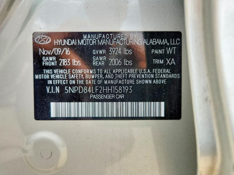 Продажа на аукционе авто 2017 Hyundai Elantra, vin: 5NPD84LF2HH158193, номер лота: 53951426