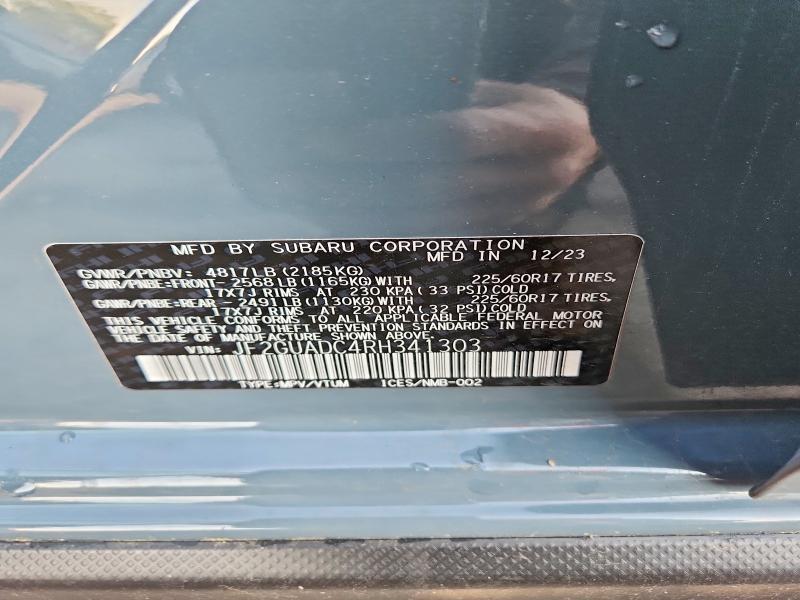 2024 Subaru Crosstrek მანქანა იყიდება აუქციონზე, vin: JF2GUADC4RH341303, აუქციონის ნომერი: 52264306