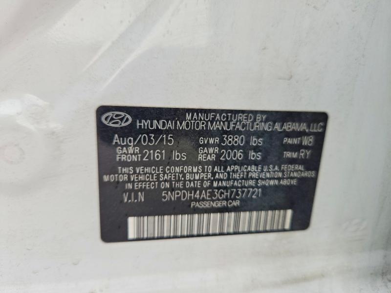 Aukcja sprzedaży 2016 Hyundai Elantra, vin: 5NPDH4AE3GH737721, numer aukcji: 54062676