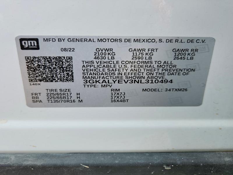 Aukcja sprzedaży 2022 Gmc Terrain, vin: 3GKALYEV3NL310494, numer aukcji: 54772536