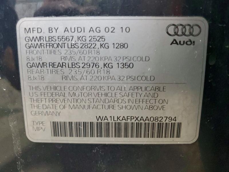 Продаж на аукціоні авто 2010 Audi Q5, vin: WA1LKAFPXAA082794, номер лоту: 53996496