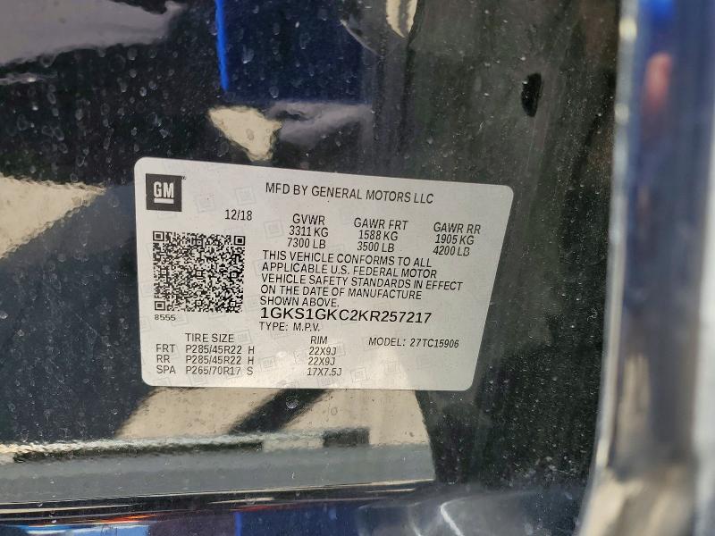 2019 Gmc Yukon Xl მანქანა იყიდება აუქციონზე, vin: 1GKS1GKC2KR257217, აუქციონის ნომერი: 53378126