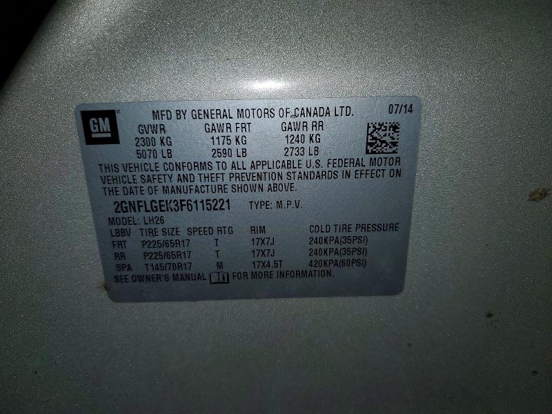 Продажа на аукционе авто 2015 Chevrolet Equinox, vin: 2GNFLGEK3F6115221, номер лота: 51718526
