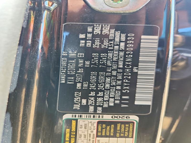 55048856 :رقم المزاد ، 5XYP2DHCXNG309930 vin ، 2022 Kia Telluride مزاد بيع