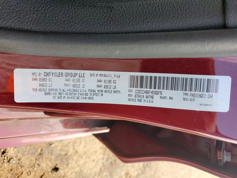54906176 :رقم المزاد ، 1C3CCCAB6FN536876 vin ، 2015 Chrysler 200 مزاد بيع