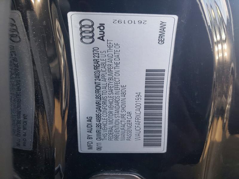 54459246 :رقم المزاد ، WAUCFAFRXCA001594 vin ، 2012 Audi A5 مزاد بيع