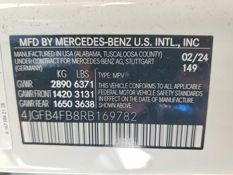 2024 Mercedes-benz Gle მანქანა იყიდება აუქციონზე, vin: 4JGFB4FB8RB169782, აუქციონის ნომერი: 52158126