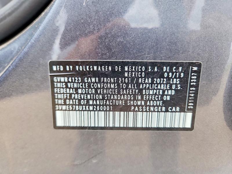 Aukcja sprzedaży 2019 Volkswagen Jetta, vin: 3VWE57BUXKM260001, numer aukcji: 51908776