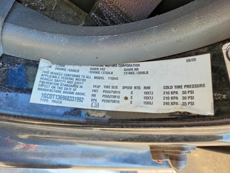 2006 Chevrolet Colorado მანქანა იყიდება აუქციონზე, vin: 1GCDT136968331992, აუქციონის ნომერი: 52269806