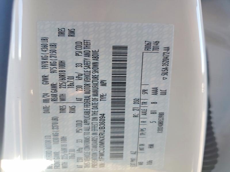 Aukcja sprzedaży 2024 Ford Escape, vin: 1FMCU0MNXRUB36094, numer aukcji: 52907906