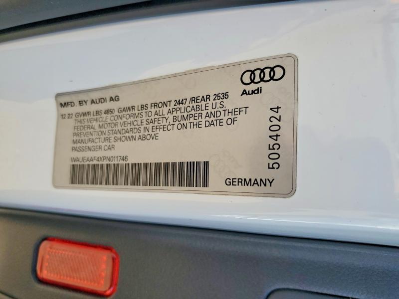 52196126 :رقم المزاد ، WAUEAAF4XPN011746 vin ، 2023 Audi A4 مزاد بيع