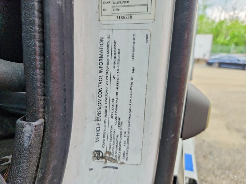2018 Volvo Vn მანქანა იყიდება აუქციონზე, vin: 4V4NC9EJ0JN895937, აუქციონის ნომერი: 53924576