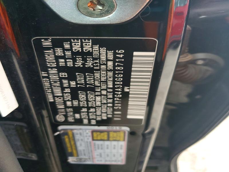 52467856 :رقم المزاد ، 5XYPG4A38GG187146 vin ، 2016 Kia Sorento مزاد بيع