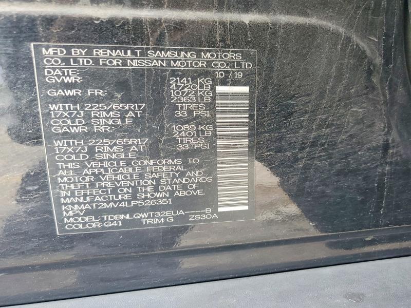 55185006 :رقم المزاد ، KNMAT2MV4LP526351 vin ، 2020 Nissan Rogue مزاد بيع