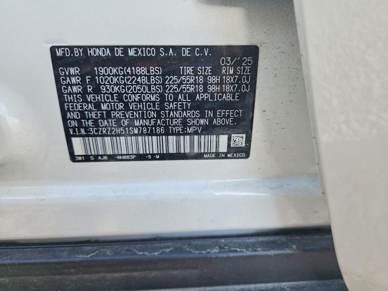 52732196 :رقم المزاد ، 3CZRZ2H51SM787186 vin ، 2025 Honda Hr-v مزاد بيع