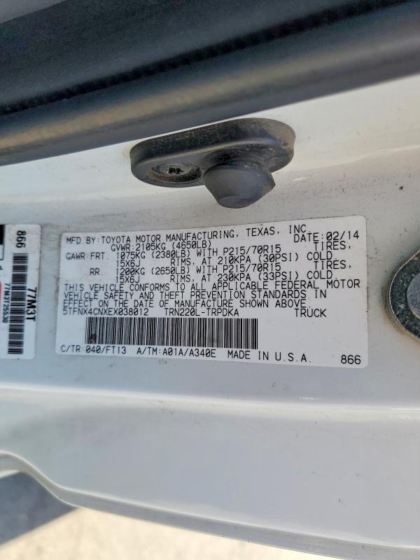 Aukcja sprzedaży 2014 Toyota Tacoma, vin: 5TFNX4CNXEX038012, numer aukcji: 54398396