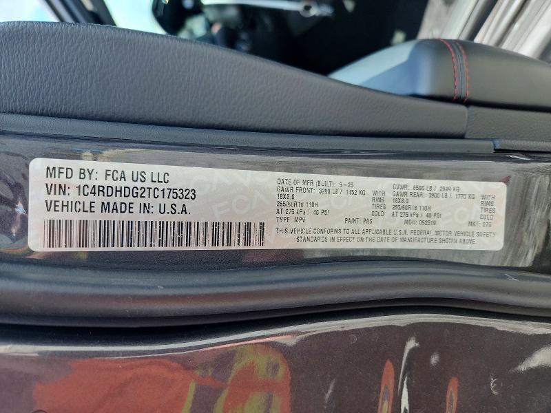 2026 Dodge Durango მანქანა იყიდება აუქციონზე, vin: 1C4RDHDG2TC175323, აუქციონის ნომერი: 53540266