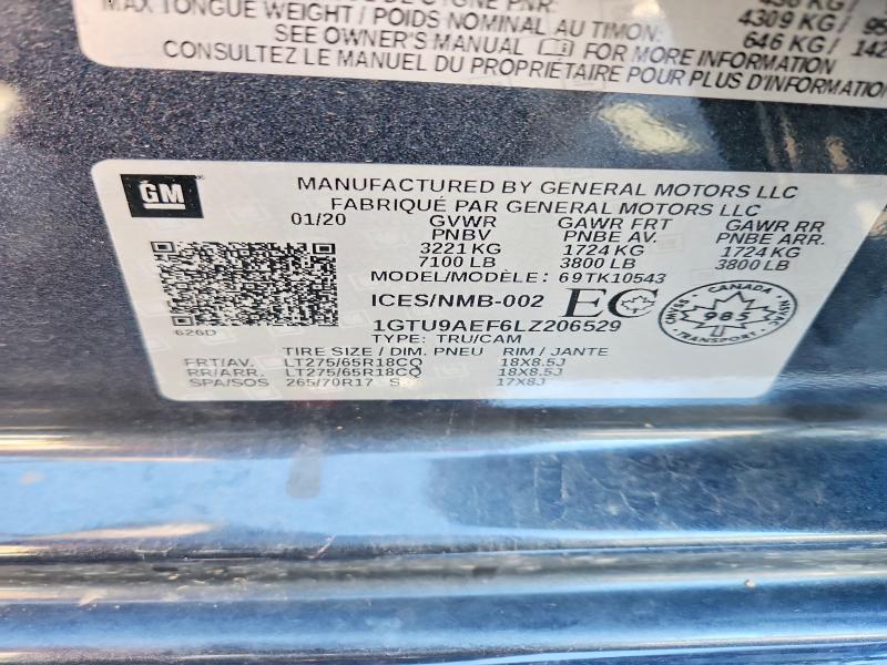 Auction sale of the 2020 Gmc Sierra, vin: 1GTU9AEF6LZ206529, lot number: 53125976