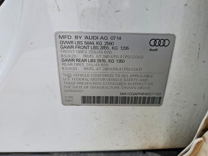 Продажа на аукционе авто 2015 Audi Sq5, vin: WA1CGAFP4FA027153, номер лота: 54840016