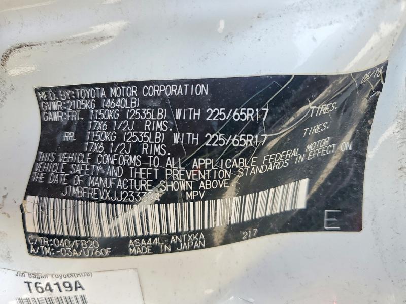 Продажа на аукционе авто 2018 Toyota Rav4, vin: JTMBFREVXJJ233394, номер лота: 51693136
