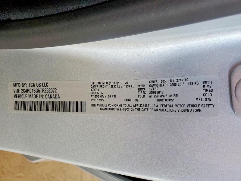 Продажа на аукционе авто 2026 Chrysler Pacifica, vin: 2C4RC1BG5TR262072, номер лота: 52386546