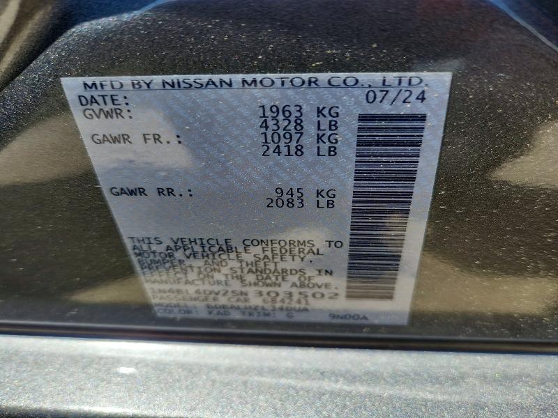 2025 Nissan Altima მანქანა იყიდება აუქციონზე, vin: 1N4BL4DV2SN303502, აუქციონის ნომერი: 52574436