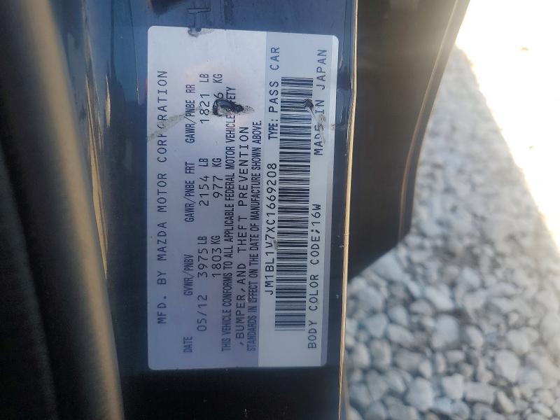 Aukcja sprzedaży 2012 Mazda 3, vin: JM1BL1V7XC1669208, numer aukcji: 52292256