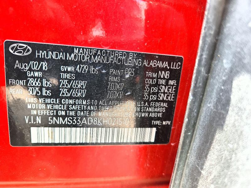 Продаж на аукціоні авто 2019 Hyundai Santa Fe, vin: 5NMS33AD8KH021510, номер лоту: 54782096