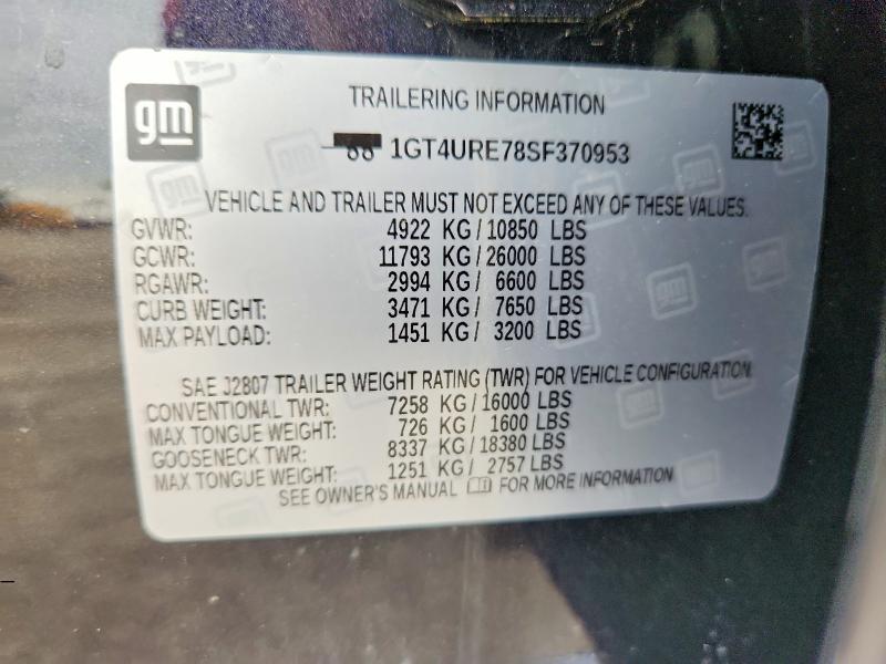 Aukcja sprzedaży 2025 Gmc Sierra, vin: 1GT4URE78SF370953, numer aukcji: 53698546