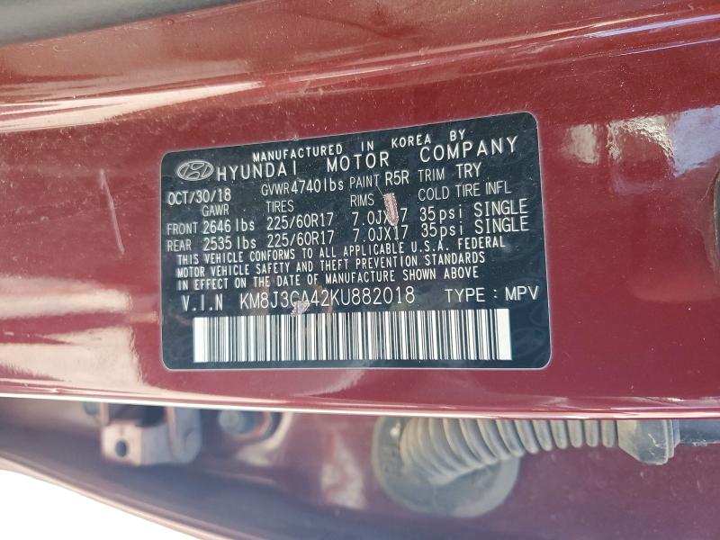 Продаж на аукціоні авто 2019 Hyundai Tucson, vin: KM8J3CA42KU882018, номер лоту: 54817986
